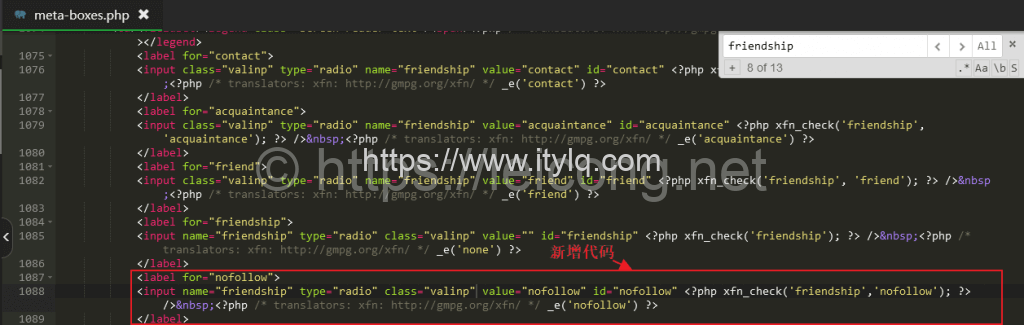 非插件实现wordpress友情链接设置nofollow属性